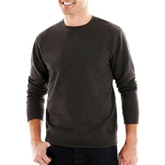 St. John's Bay Dark Heather Grey Fleece Sweatshirt - Picture 1 of 3